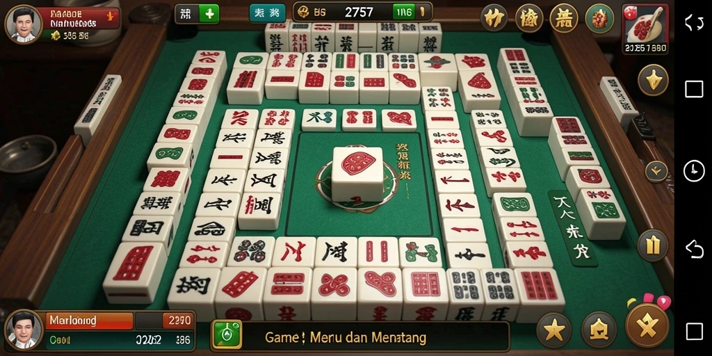 Tampilan gameplay menampilkan berbagai ubin Mahjong menarik.