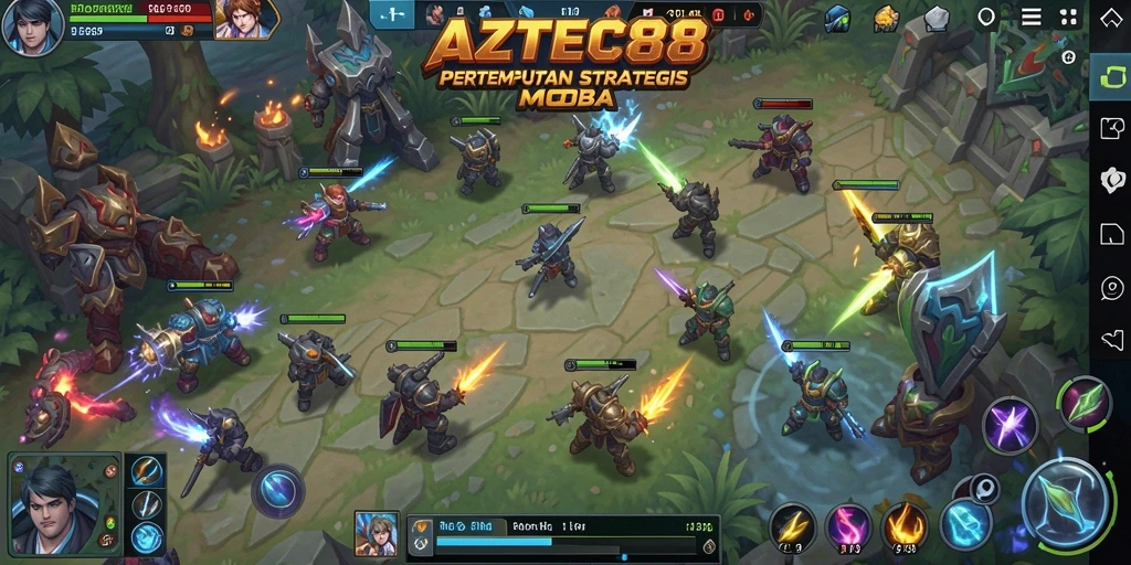 Menampilkan gameplay seru dalam pertempuran MOBA yang kompetitif.