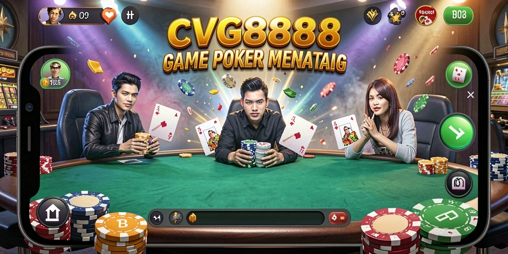 Tampilan gameplay seru saat bermain poker di CVG8888.