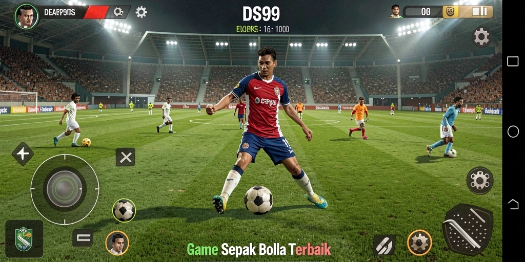 Tampilan gameplay DS99 yang menegangkan dan penuh aksi sepak bola.