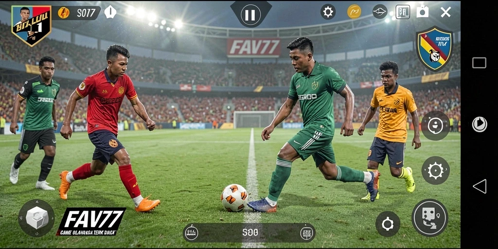 Tampilan gameplay menarik dalam <strong>FAV77</strong> saat pertandingan sepak bola berlangsung.