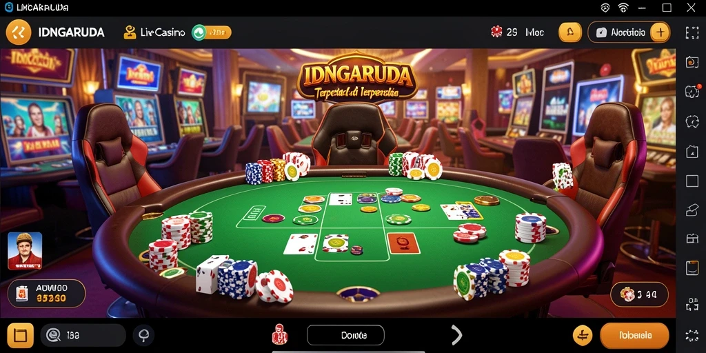Gameplay Live Casino di IDNGARUDA menampilkan dealer cantik dan interaksi langsung.