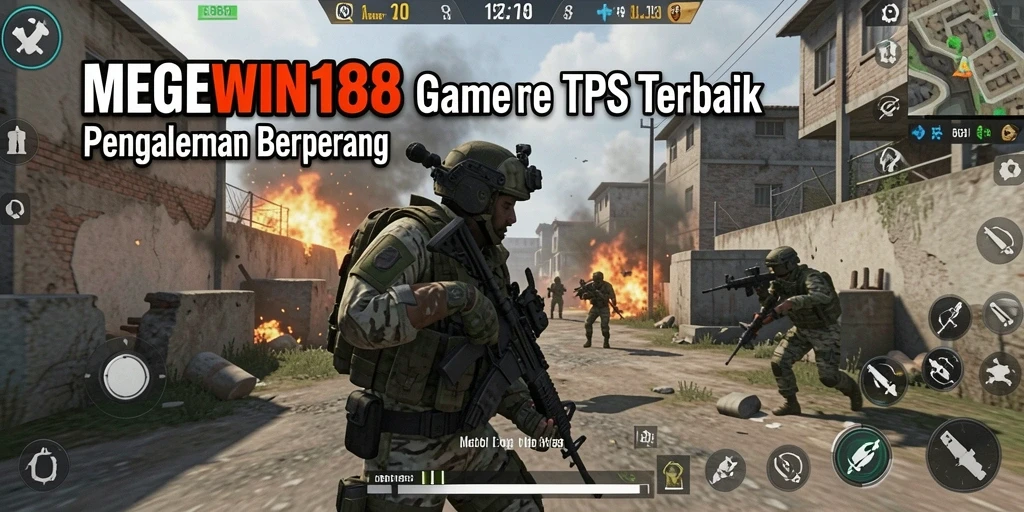 Screenshot gameplay seru dari MEGEWIN188, menampilkan aksi epik TPS.