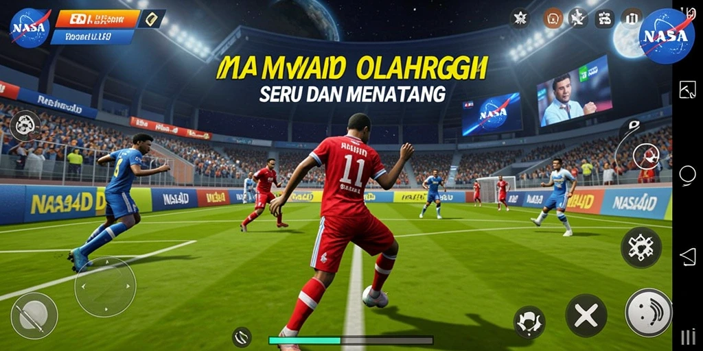 Tangkapan layar utama NASA4D menunjukkan aksi permainan olahraga yang mendebarkan.