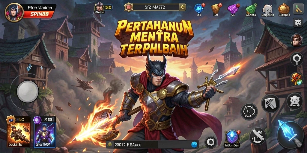 Tampilan menara dan serangan musuh dalam gameplay Tower Defense.