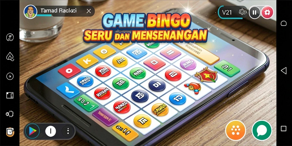 Screenshot utama V21 menampilkan gameplay Bingo yang seru.